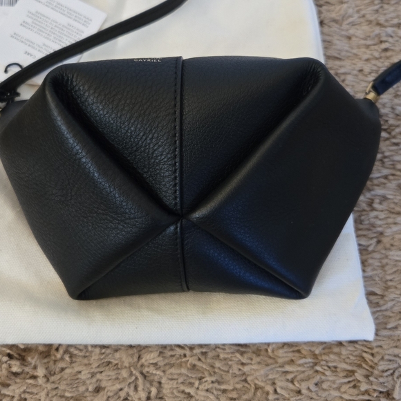 Mansur Gavriel Mini Tulipano Black Leather Crossbody Bag - Picture 3 of 8